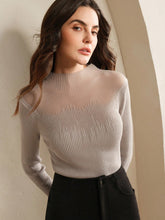 Sheer Patchwork Knit Sweater
